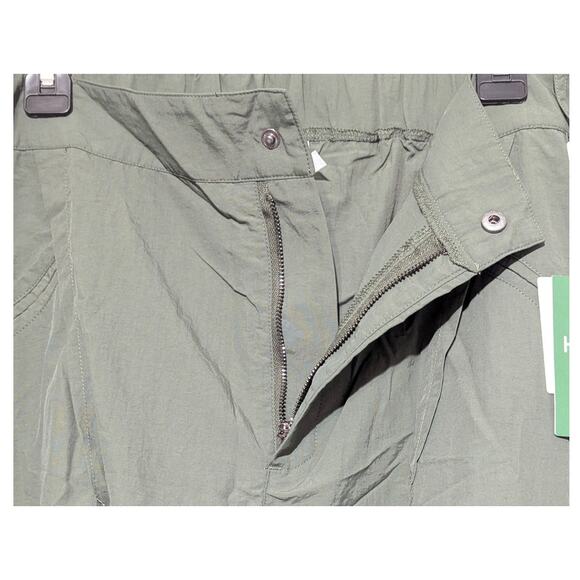 Halara Cargo Pants Womens X-Large Tall Army Green Nylon Wide Leg Pockets Relaxed - Picture 9 of 9